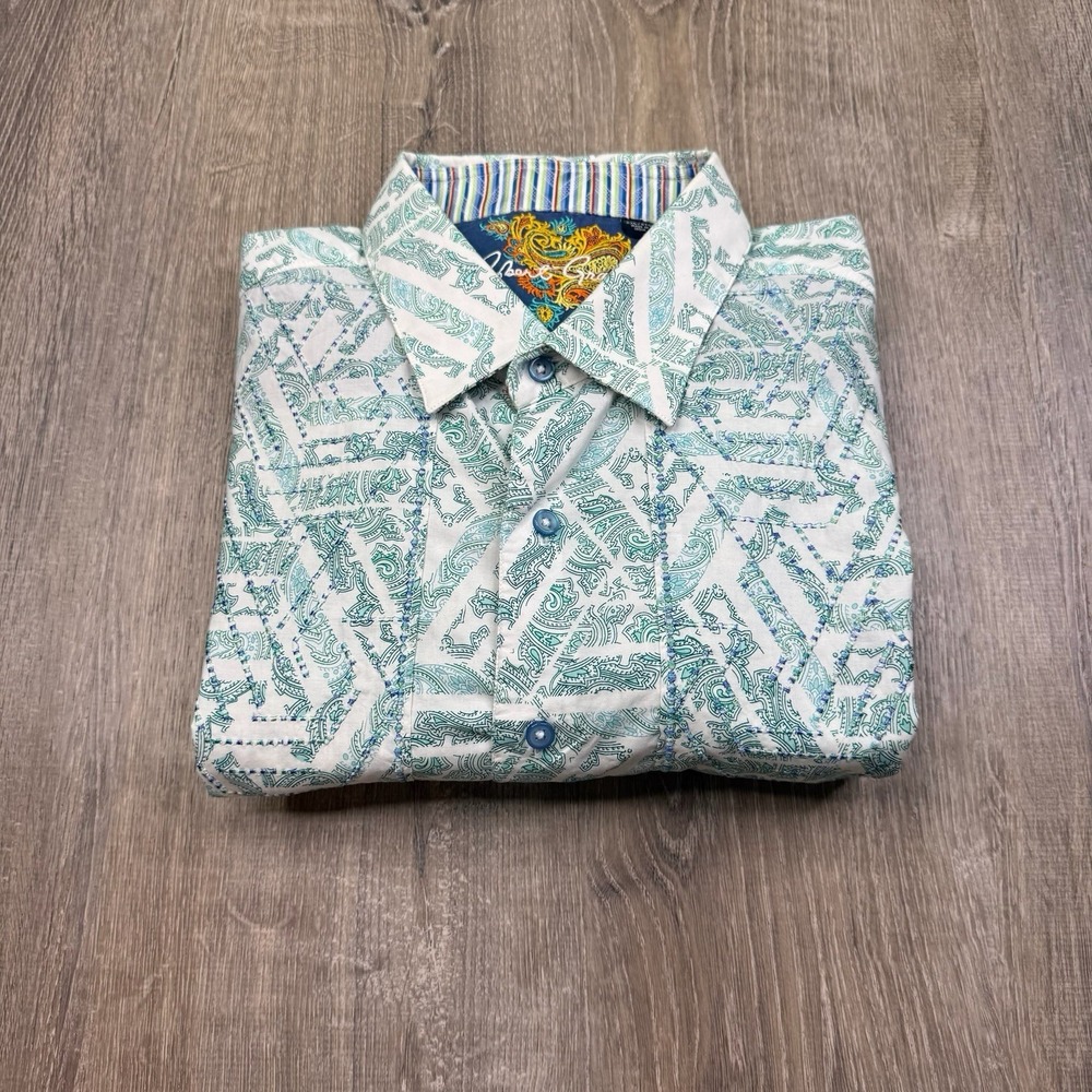 Robert Graham Long Sleeve Button Shirt Mens 2XL Paisley Colorful Bold Flip Cuff